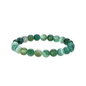 Green Banded Agate Gemstone Stretch Bracelet 8mm